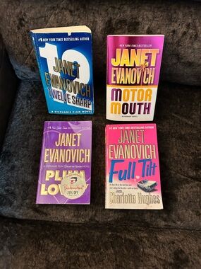 Janet Evanovich Paperback Set - Blue, Pink, Purple, Yellow Covers